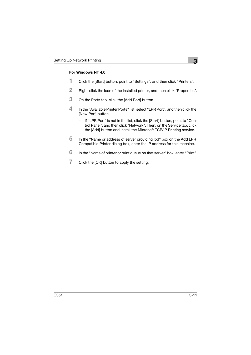 For windows nt 4.0 | Konica Minolta BIZHUP C351 User Manual | Page 64 / 318