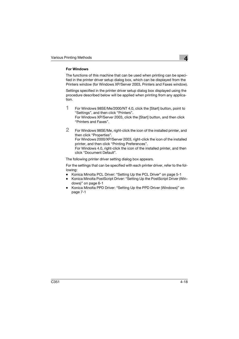 For windows | Konica Minolta BIZHUP C351 User Manual | Page 97 / 318