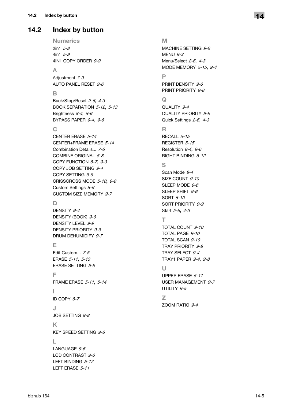 2 index by button, Index by button -5 | Konica Minolta BIZHUB 164 User Manual | Page 137 / 138