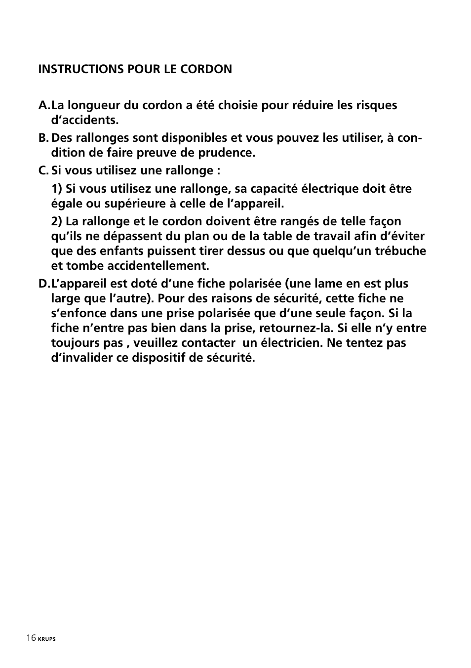 Krups 197 User Manual | Page 16 / 29