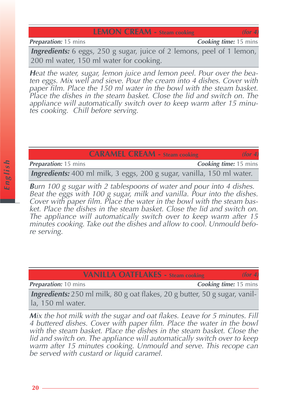Lemon cream, Caramel cream, Vanilla oatflakes | Krups Automatic Rice Cooker 3.21 3.21 User Manual | Page 18 / 60
