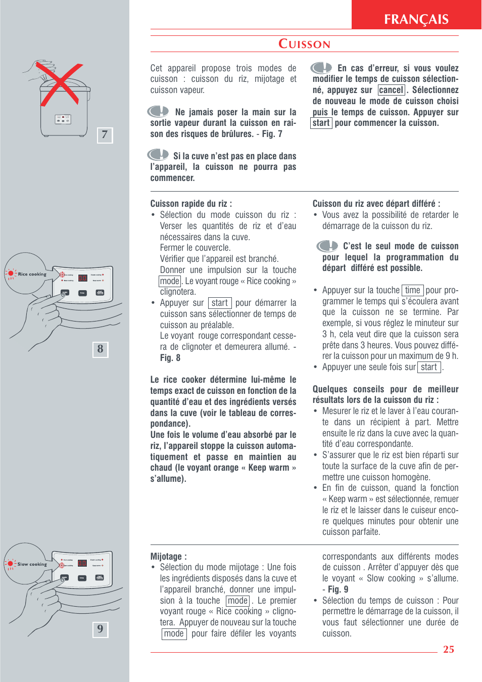 Français | Krups Automatic Rice Cooker 3.21 3.21 User Manual | Page 23 / 60
