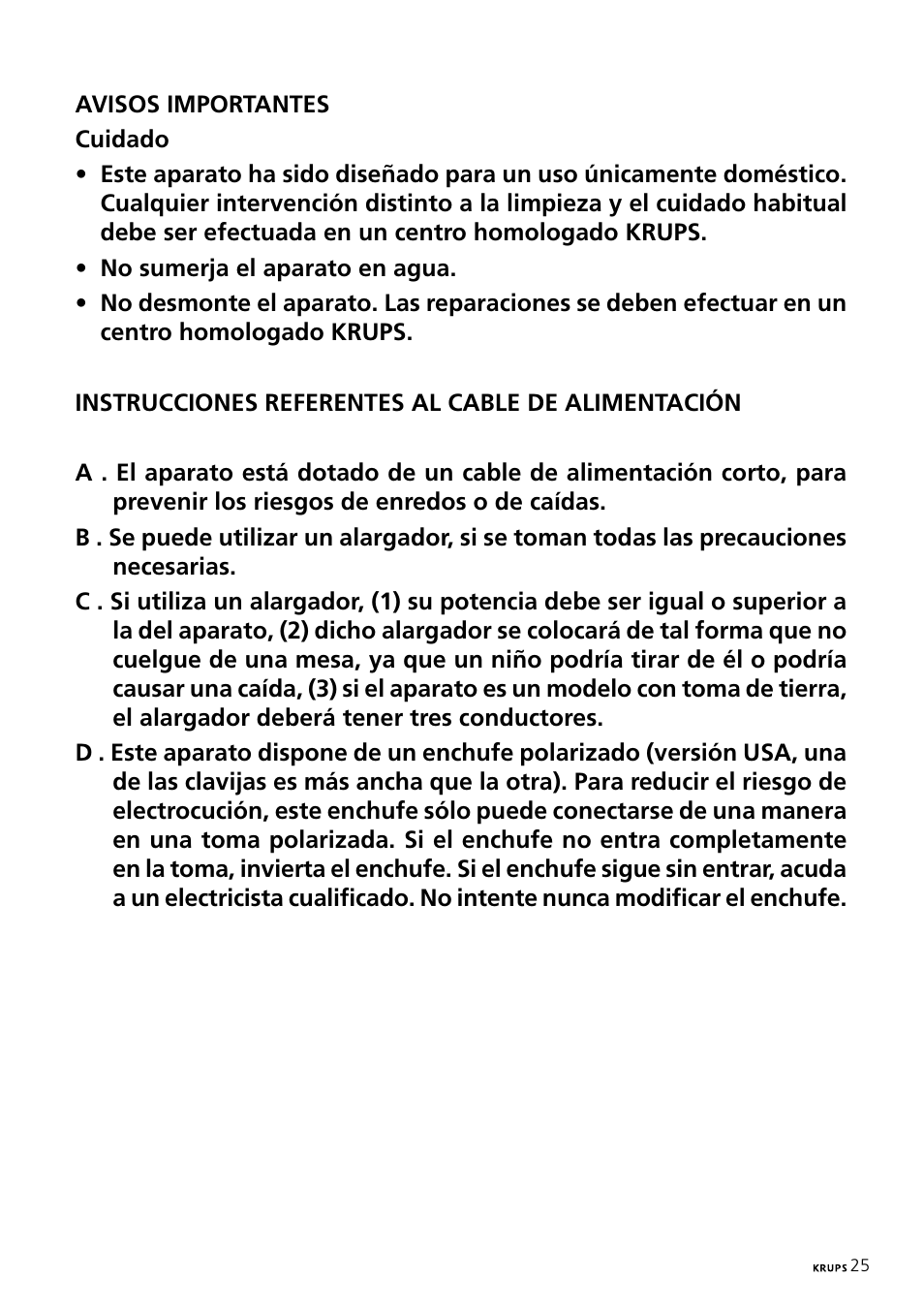 Krups Expresso Machine FNP1 User Manual | Page 25 / 33