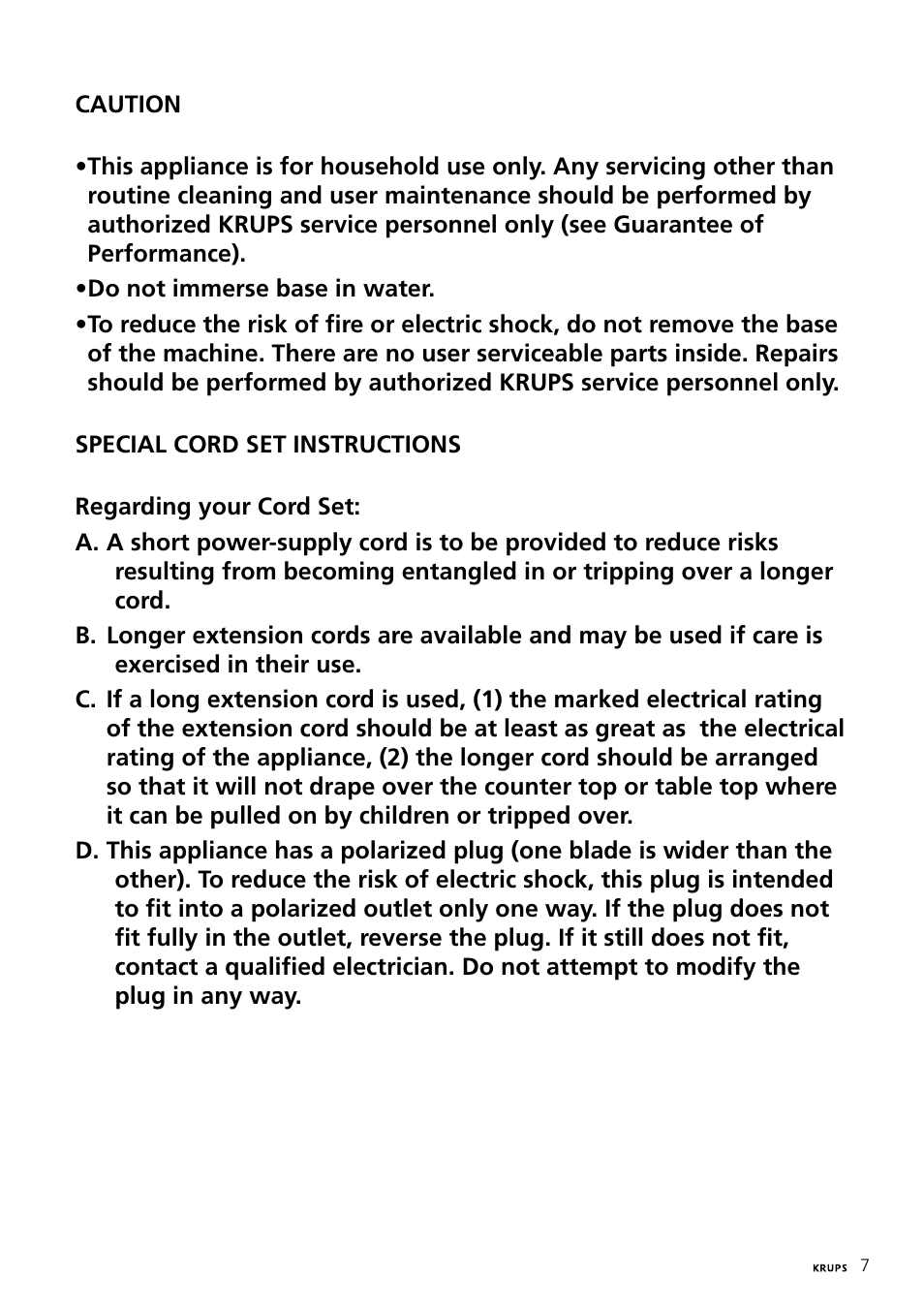 Krups Expresso Machine FNP1 User Manual | Page 7 / 33