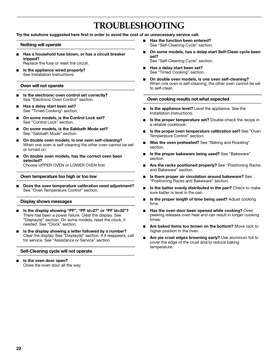 Troubleshooting | KITCHENAID KEBC147 User Manual | Page 22 / 24