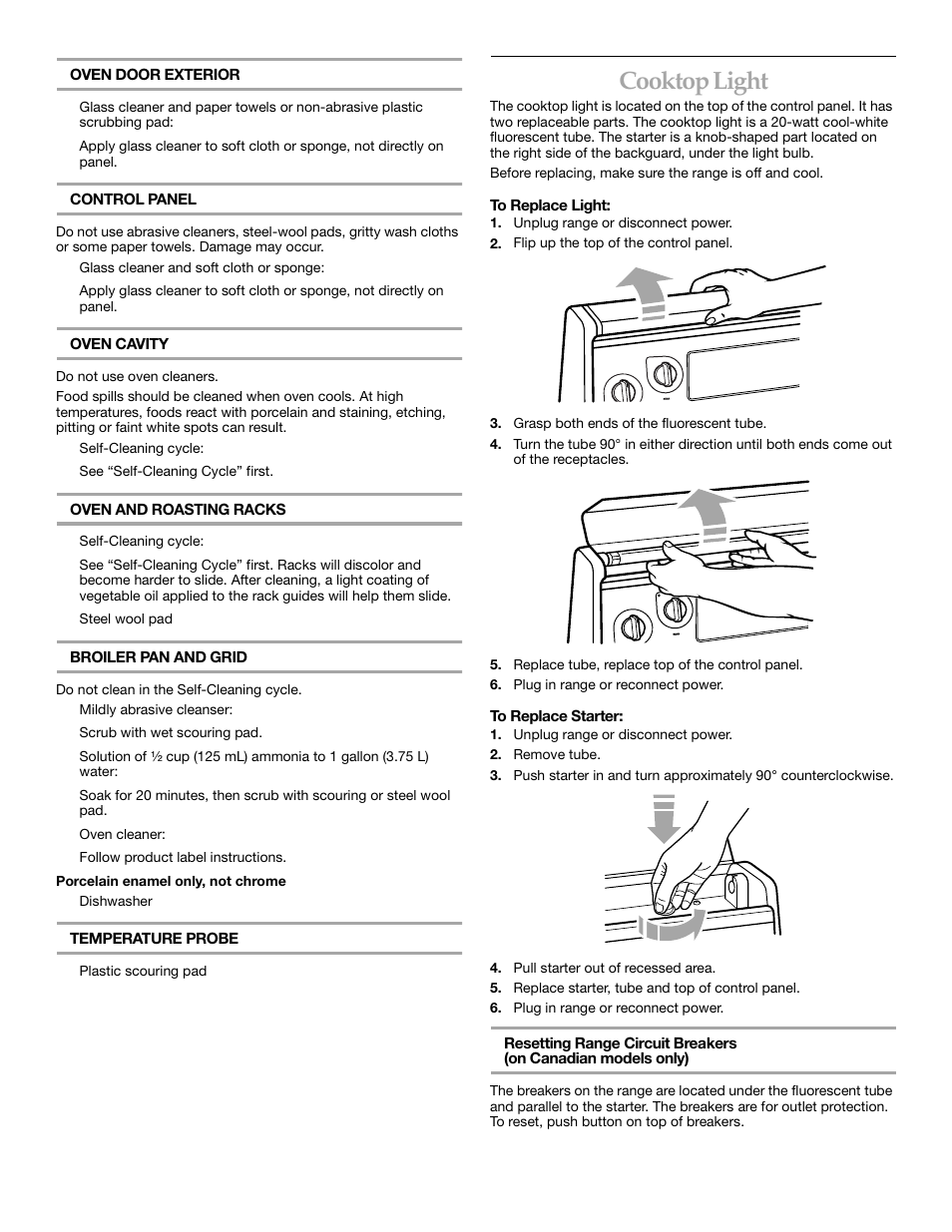 Cooktop light | KITCHENAID KERC507 User Manual | Page 24 / 28