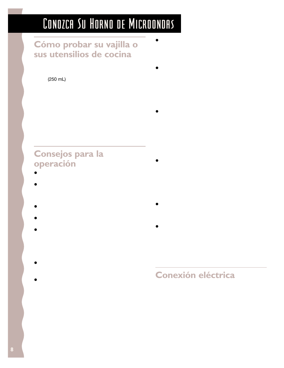 Conozca su horno de microondas, Cómo probar su vajilla o sus utensilios de cocina, Consejos para la operación | Conexión eléctrica | KITCHENAID KCMS185J User Manual | Page 33 / 52