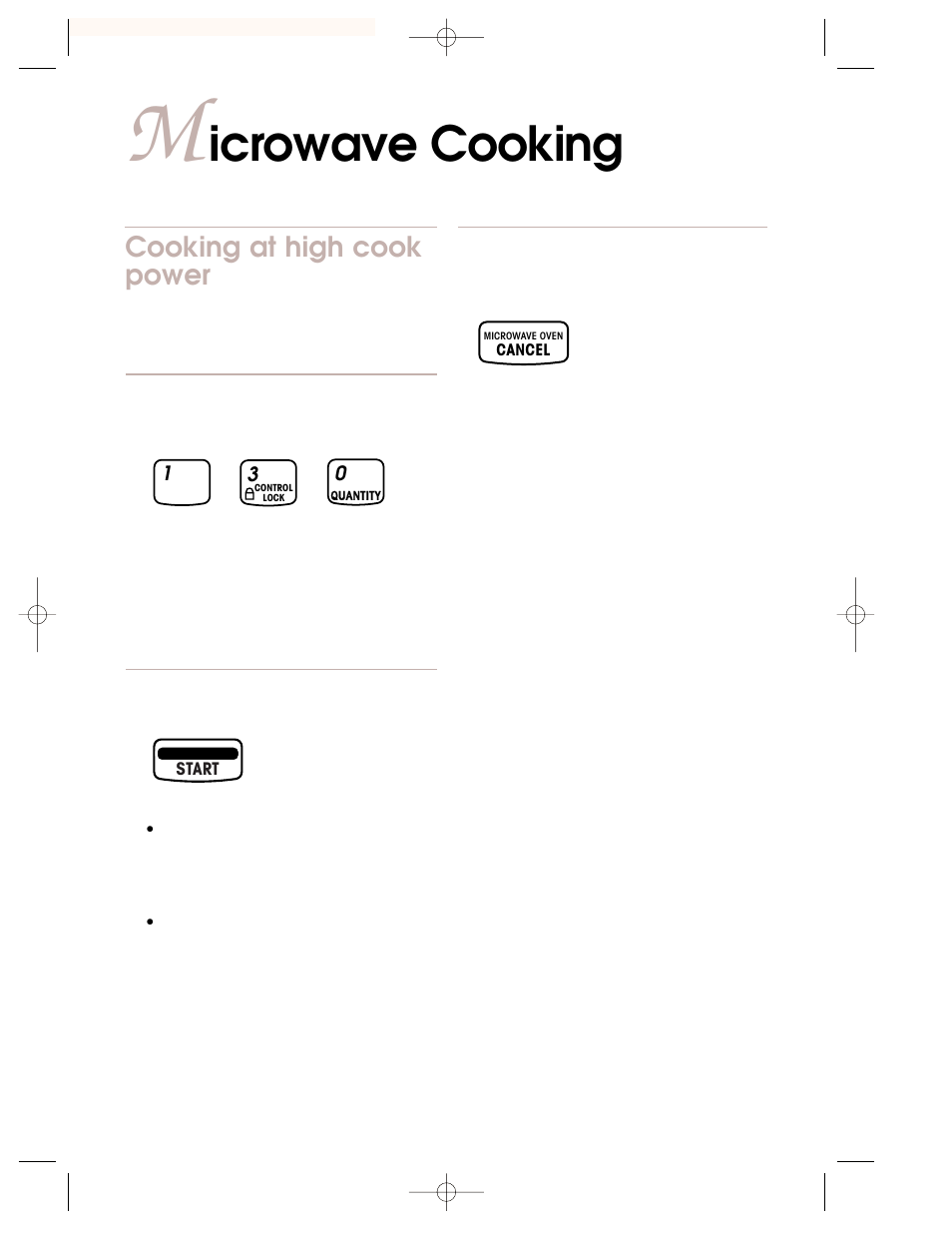 M icrowave cooking, Cooking at high cook power, Icrowave cooking | KITCHENAID KBMC147H User Manual | Page 14 / 42
