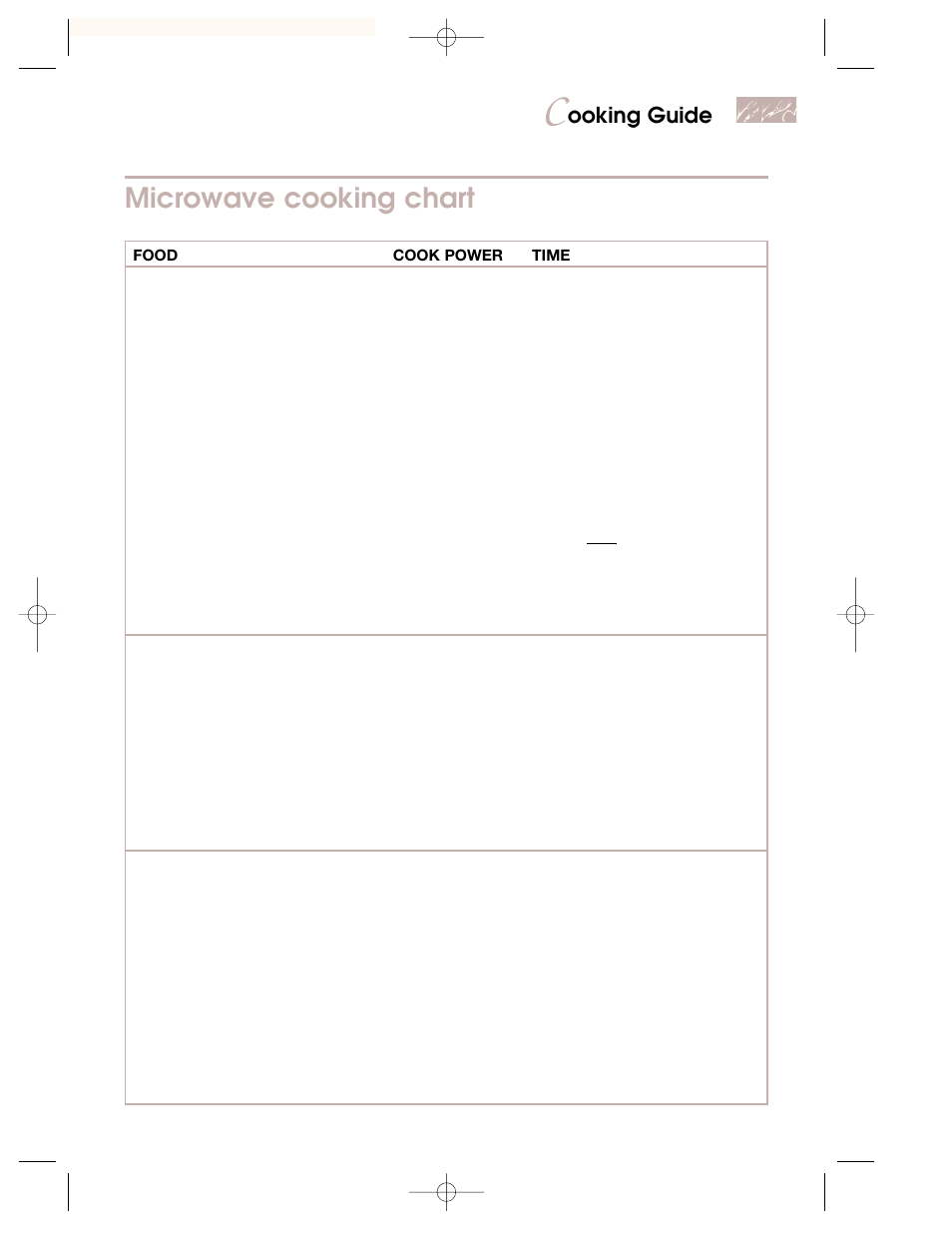 Microwave cooking chart, Ooking guide | KITCHENAID KBMC147H User Manual | Page 33 / 42