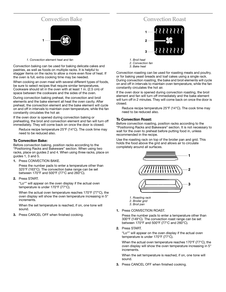 Convection bake, Convection roast | KITCHENAID KEBS247 User Manual | Page 12 / 24