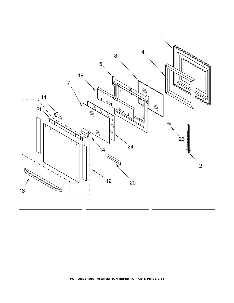Oven door, Oven door parts | KITCHENAID KEBC247KWH0 User Manual | Page 4 / 7