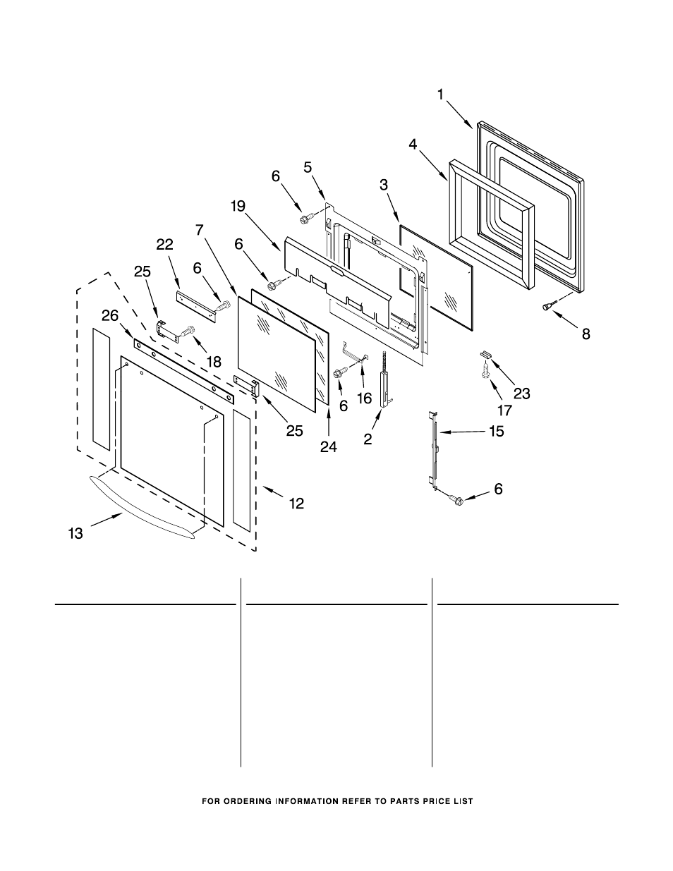 Oven door, Oven door parts | KITCHENAID KEBC247VWH00 User Manual | Page 4 / 7