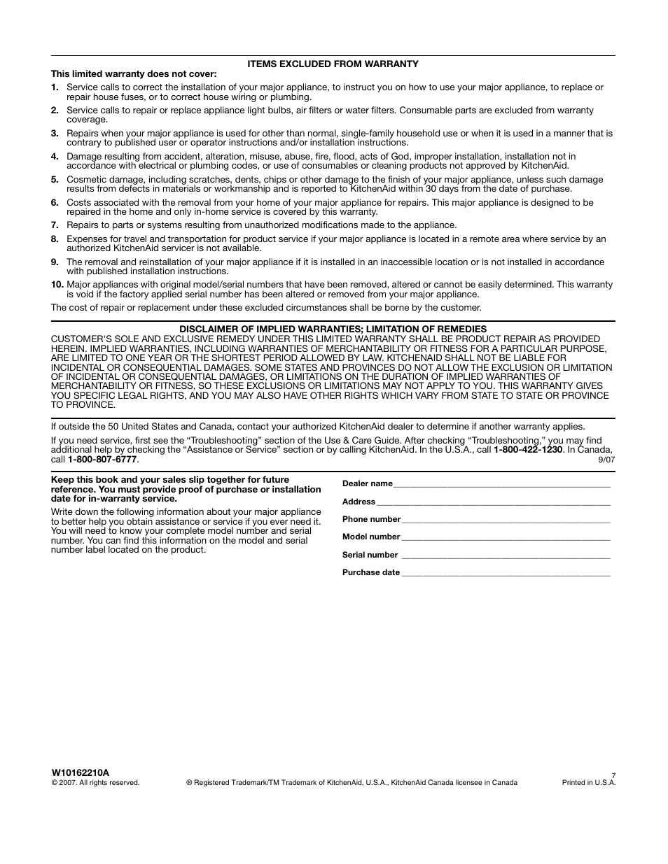 KITCHENAID KERI203 User Manual | Page 28 / 28