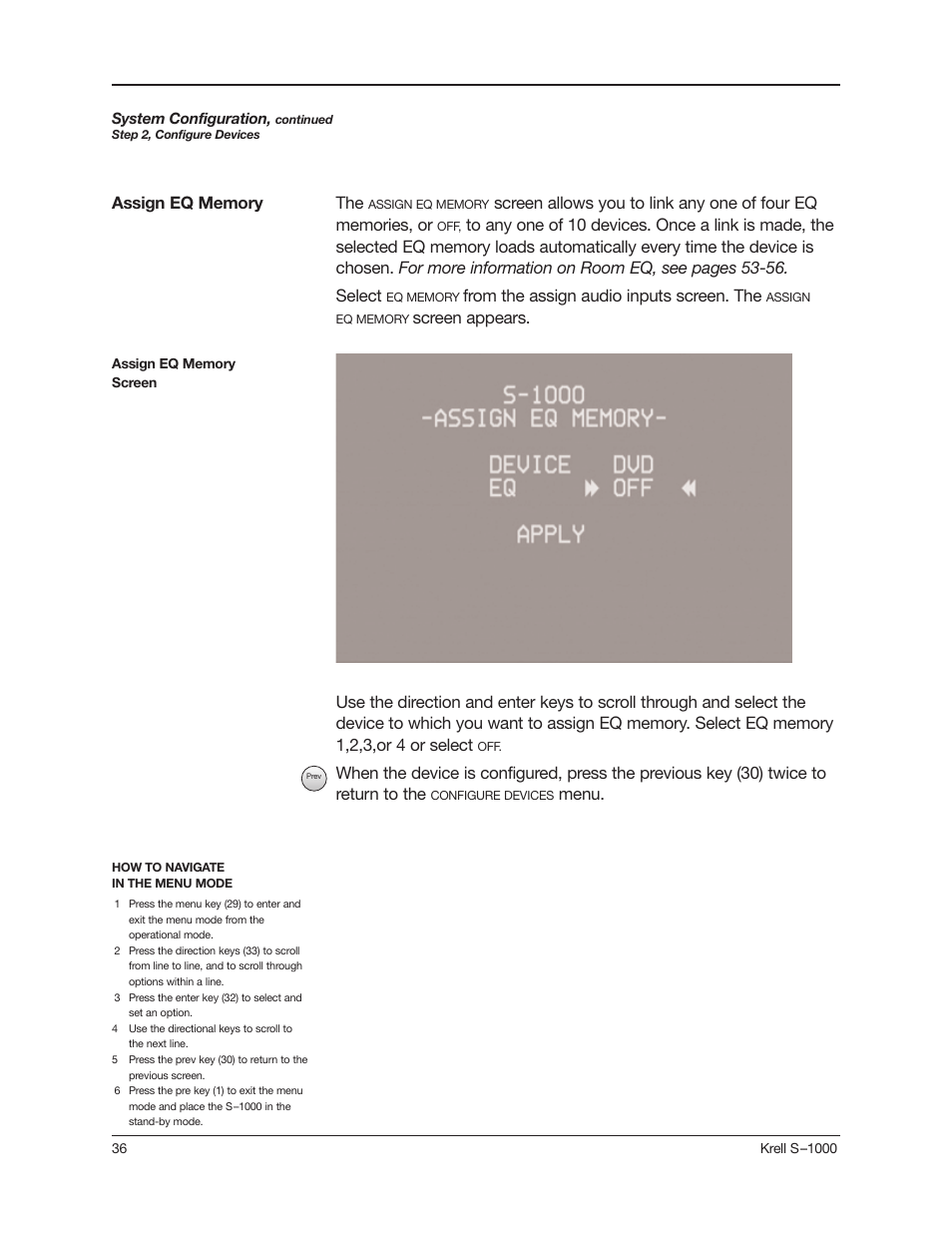 Menu | Krell Industries S-1000 User Manual | Page 40 / 72