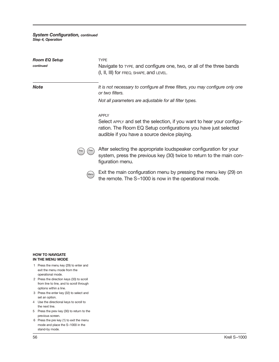 Navigate to, Select | Krell Industries S-1000 User Manual | Page 60 / 72