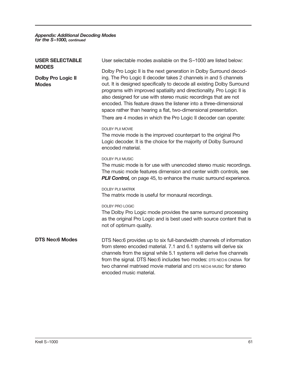 Krell Industries S-1000 User Manual | Page 65 / 72