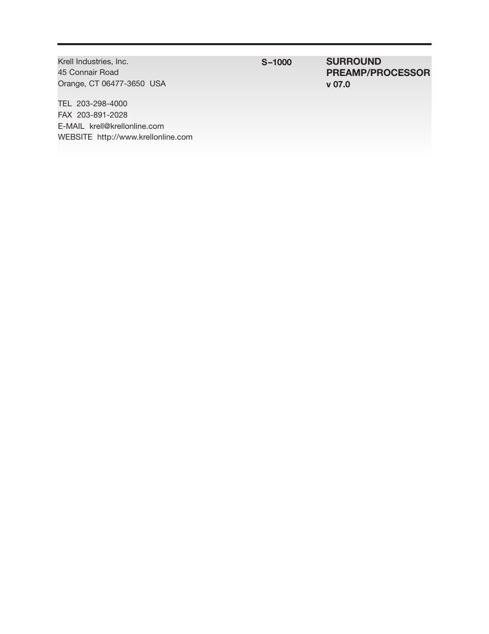 Krell Industries S-1000 User Manual | Page 72 / 72