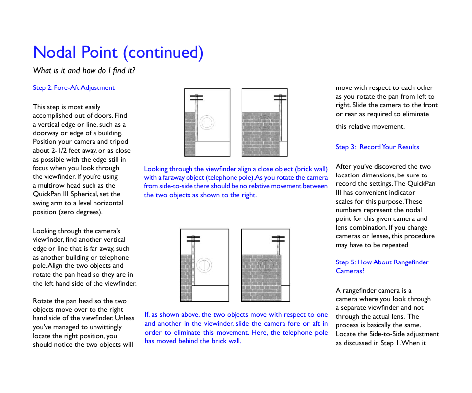 Nodal point (continued) | Kaidan QuickPan Panoramic Tripod Head User Manual | Page 13 / 17
