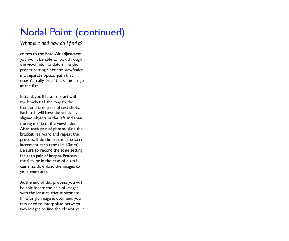 Nodal point (continued) | Kaidan QuickPan Panoramic Tripod Head User Manual | Page 14 / 17