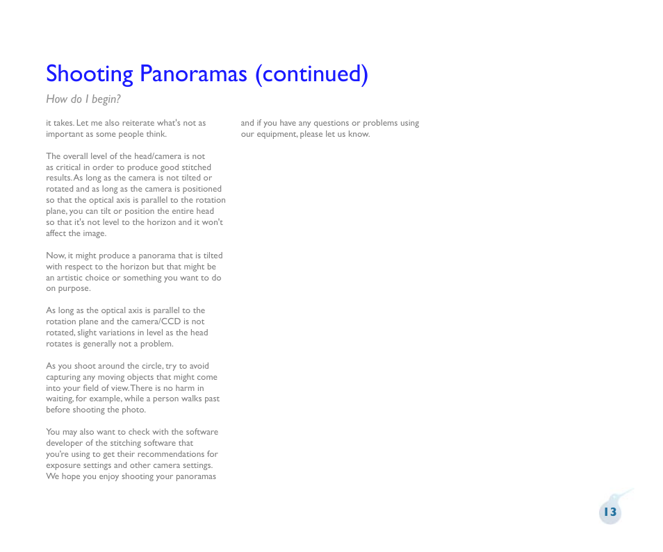 Shooting panoramas (continued) | Kaidan KiWi Panoramic Tripod Head User Manual | Page 14 / 15
