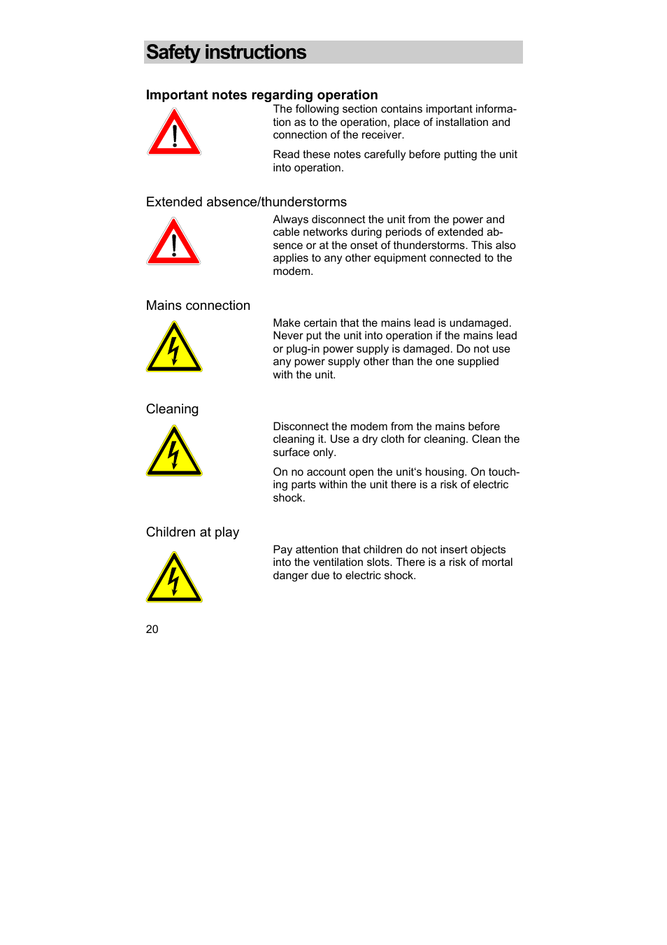 Safety instructions | Kathrein DCM 42 User Manual | Page 20 / 45