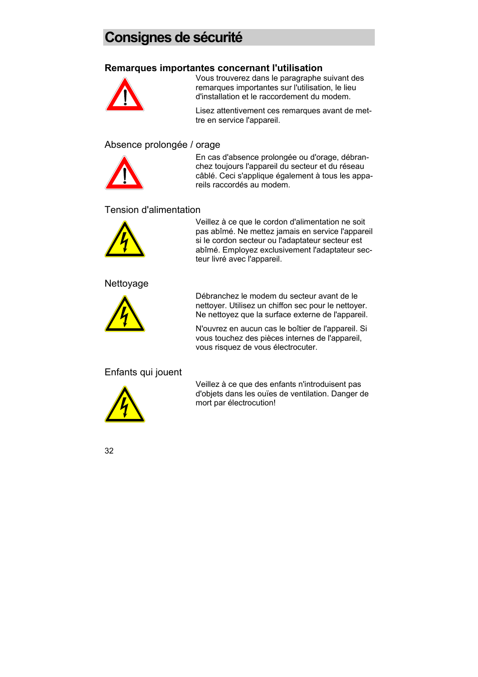 Consignes de sécurité | Kathrein DCM 42 User Manual | Page 32 / 45