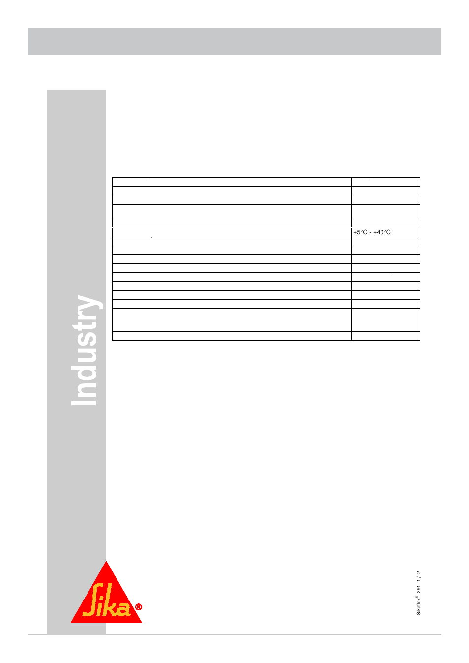 Sikaflex® 291 technical data sheet, Sikaflex, Sikaflex ® 291 technical data sheet | Sikafl ex, Der haftstarke marine-dichtstoff, The strongly bonding marine adhesive | Kathrein MobiSet 3 Digital CAP 700 User Manual | Page 40 / 60