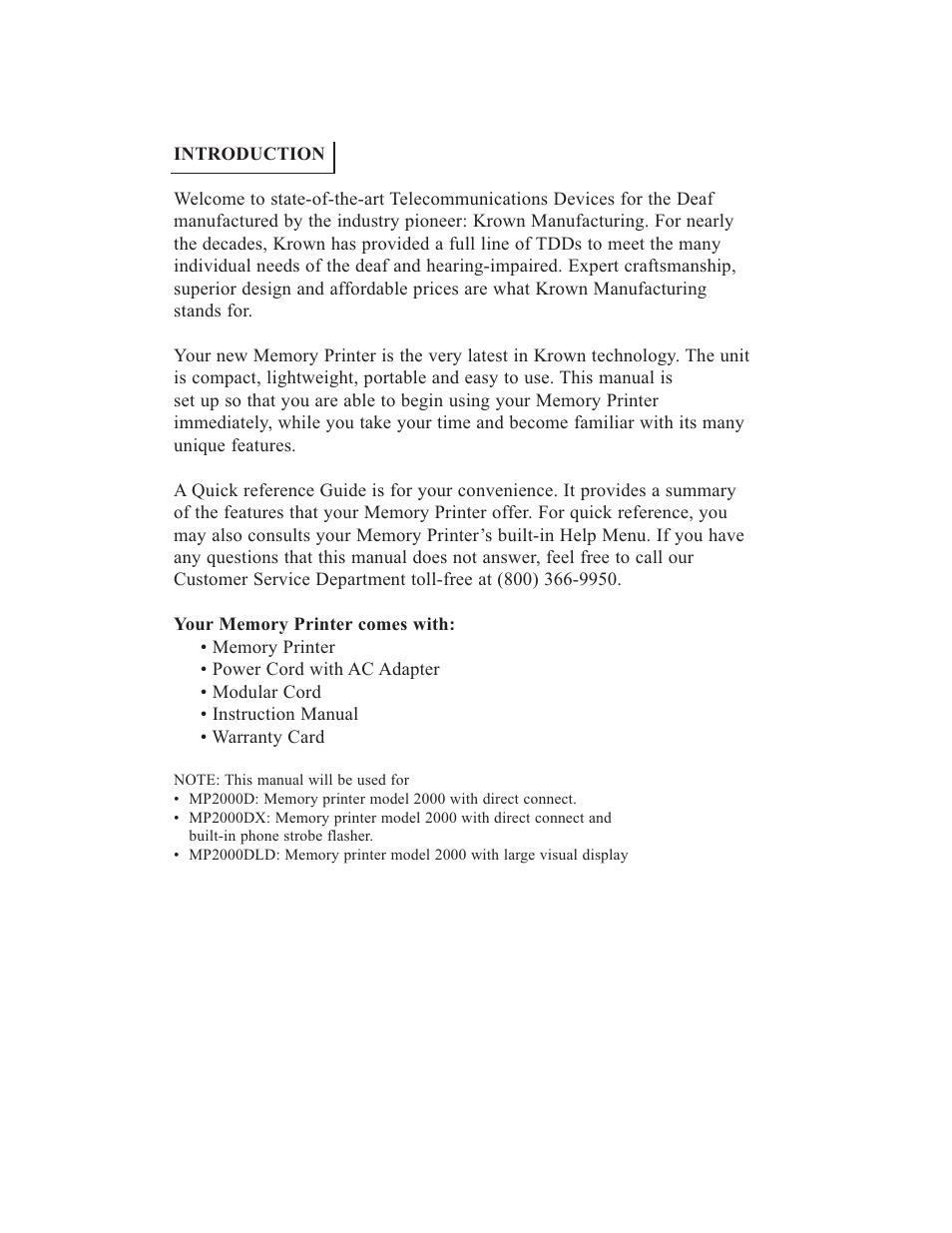 Krown Manufacturing 2000DLD User Manual | Page 3 / 43