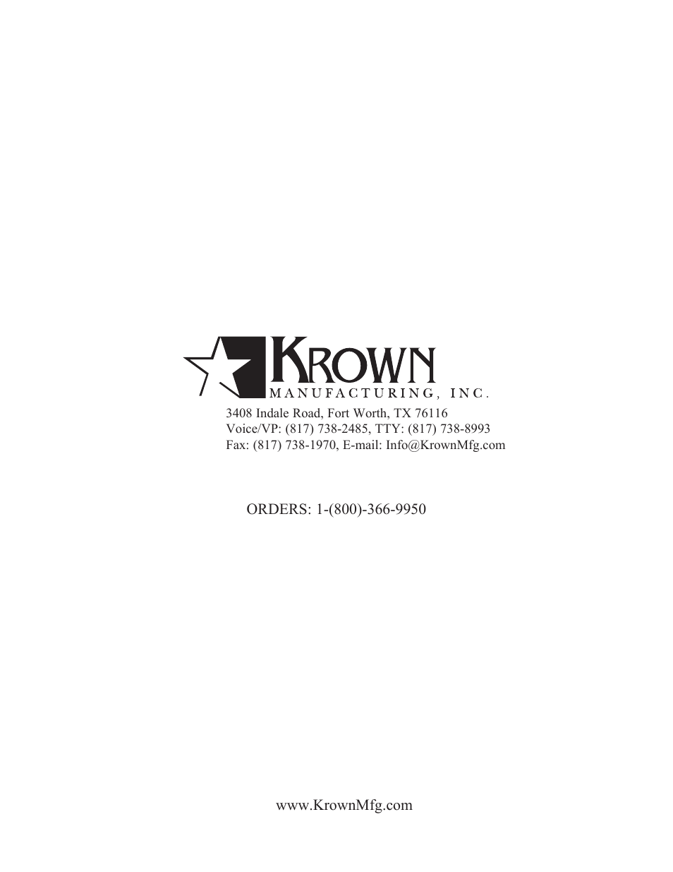 Krown Manufacturing 2000 User Manual | Page 29 / 29