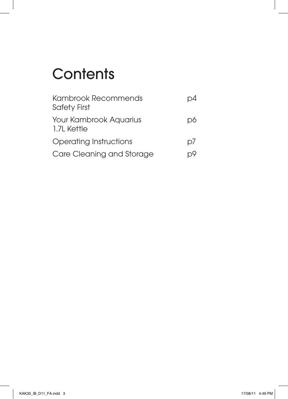 Kambrook AQUARIUS CORDFREE KAK35 User Manual | Page 3 / 12