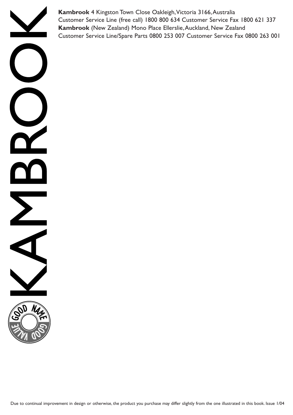 Ggoo oodd nnaammee g goo o oddvv a alluu e e | Kambrook EK9B User Manual | Page 8 / 8