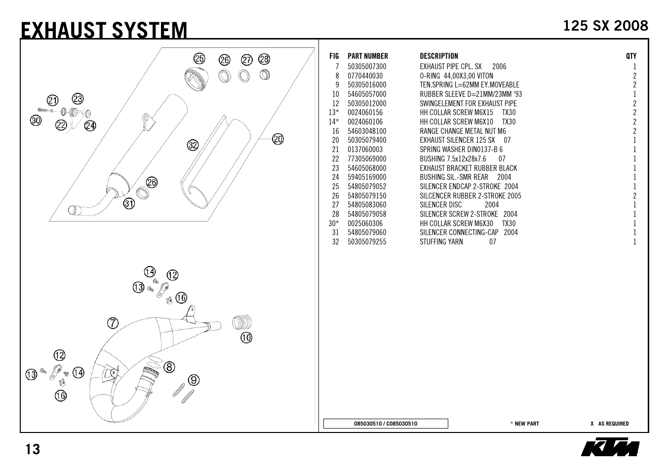 Exhaust system | KTM 125 SX 2008 User Manual | Page 15 / 32