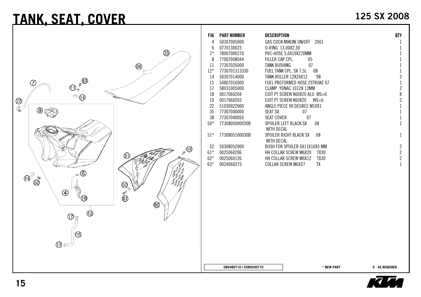 Tank, Seat, cover | KTM 125 SX 2008 User Manual | Page 17 / 32