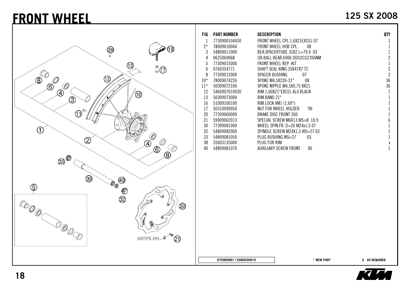 Front, Wheel | KTM 125 SX 2008 User Manual | Page 20 / 32