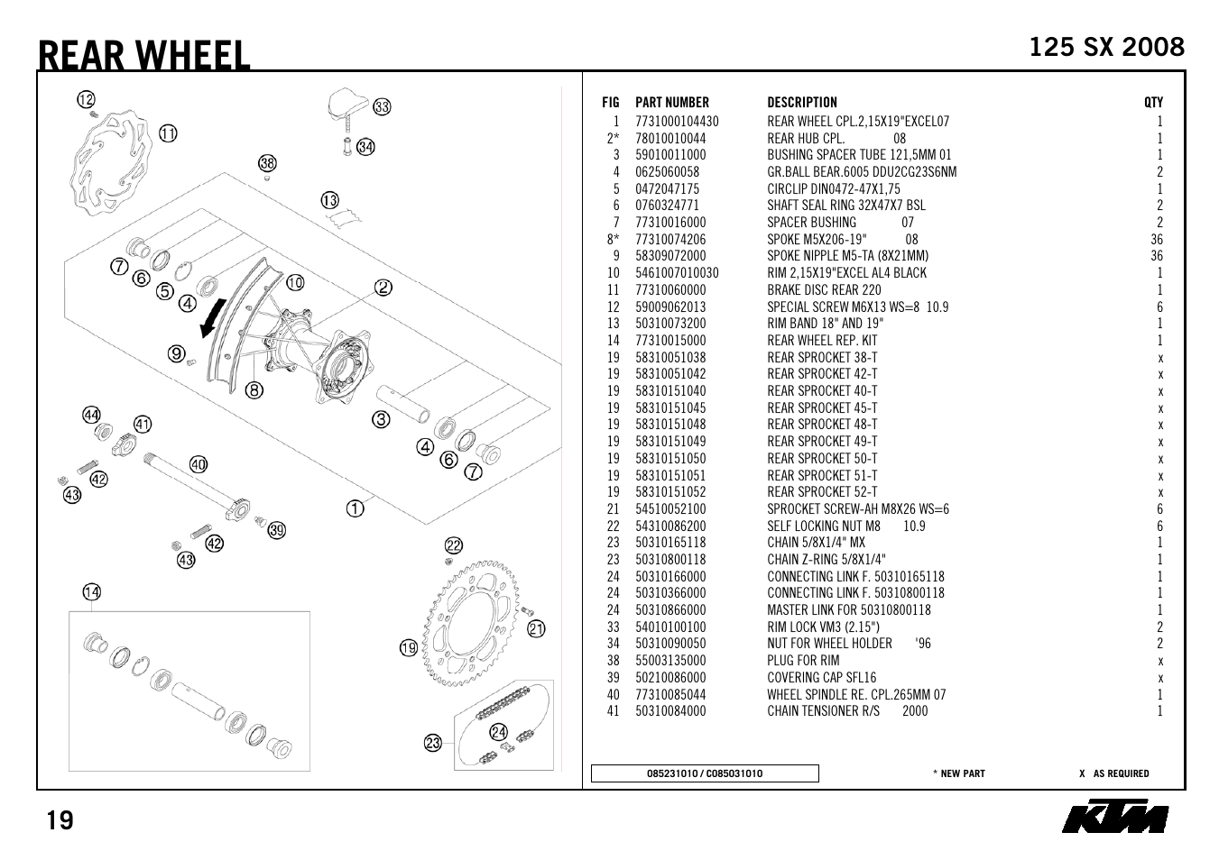 Rear, Wheel | KTM 125 SX 2008 User Manual | Page 21 / 32