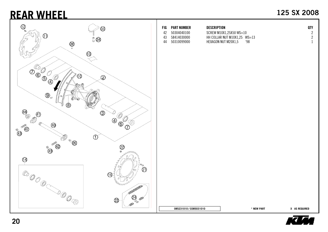 Rear, Wheel | KTM 125 SX 2008 User Manual | Page 22 / 32