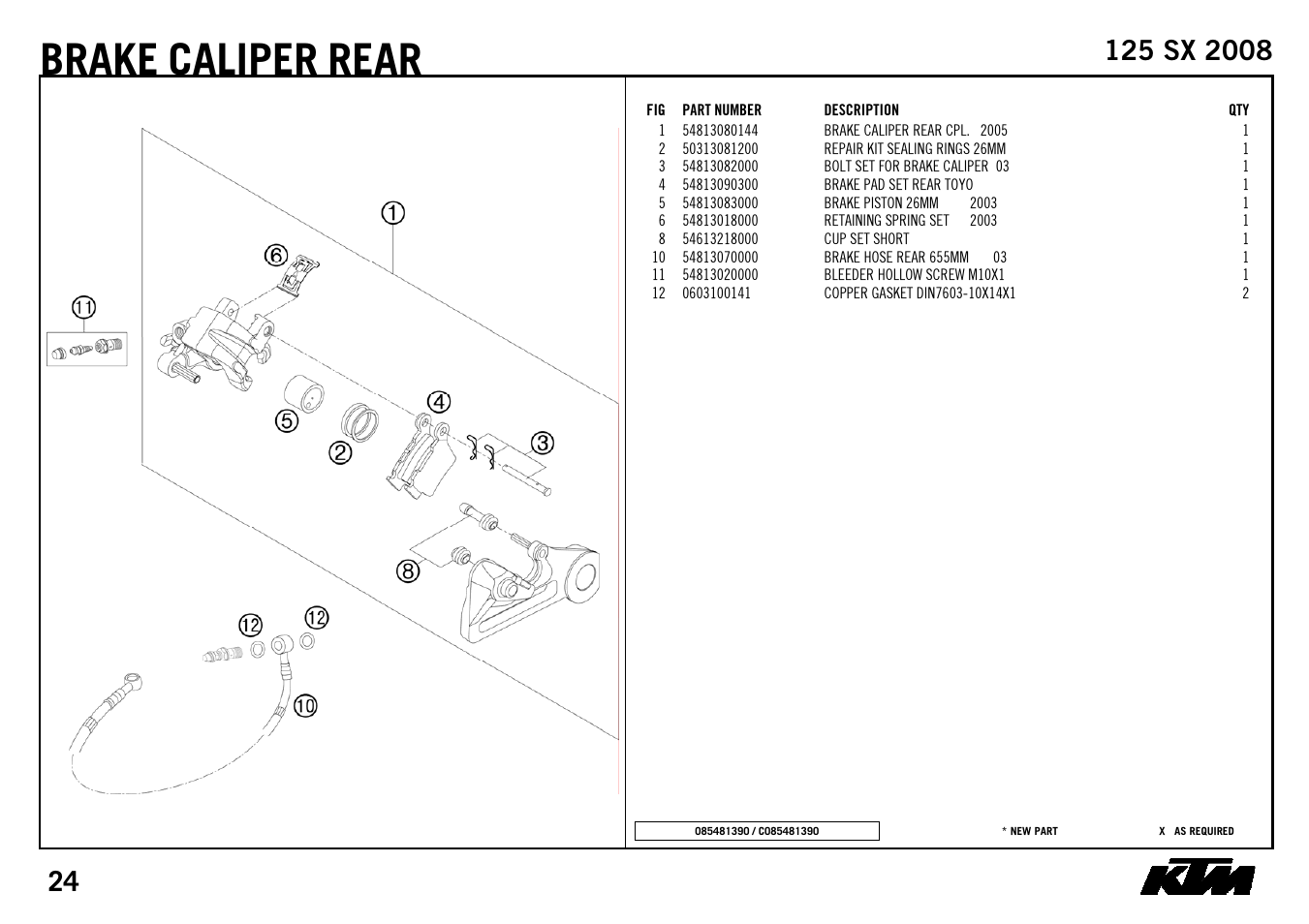 Brake, Caliper, Rear | KTM 125 SX 2008 User Manual | Page 26 / 32