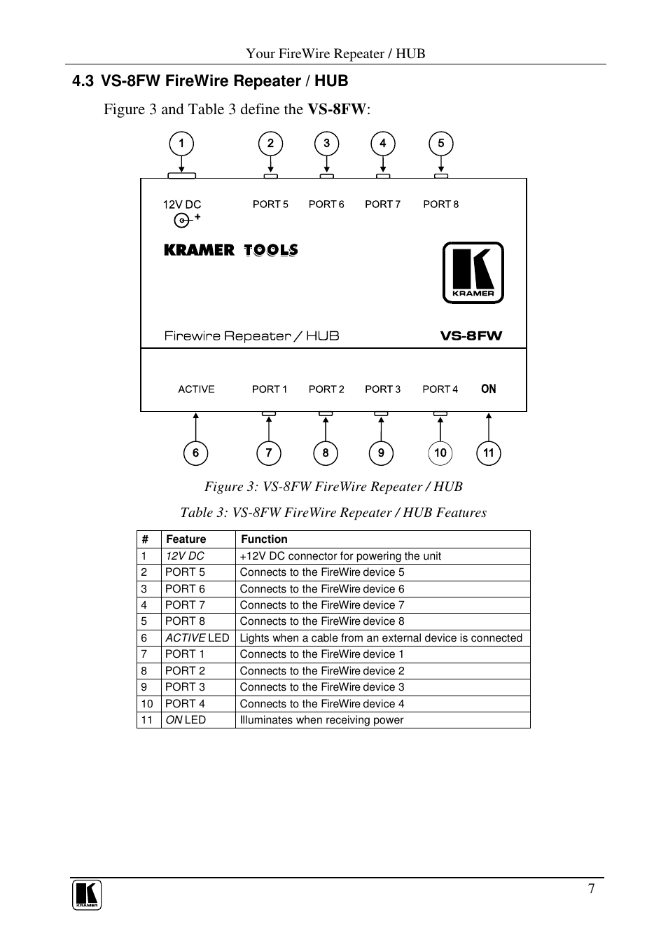 Kramer Electronics VS-8FW User Manual | Page 9 / 13