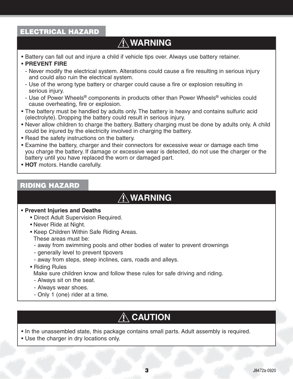 Warning, Caution | Kawasaki NINJA K0450 User Manual | Page 3 / 24