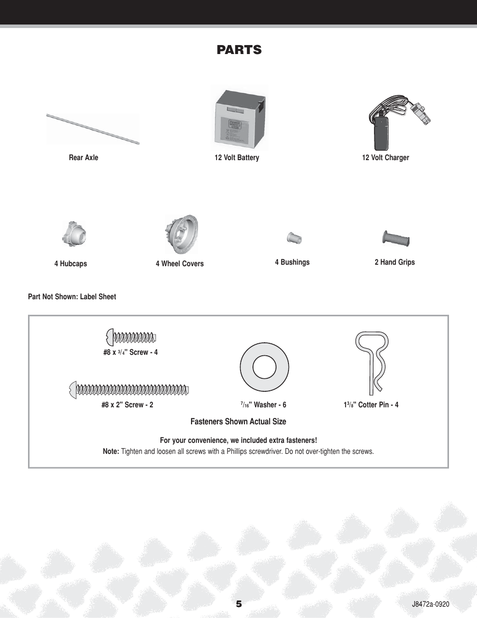 Parts | Kawasaki NINJA K0450 User Manual | Page 5 / 24