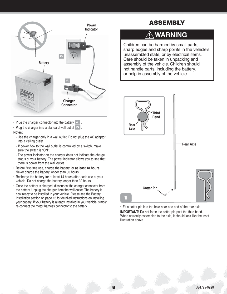 Warning, Assembly | Kawasaki NINJA K0450 User Manual | Page 8 / 24