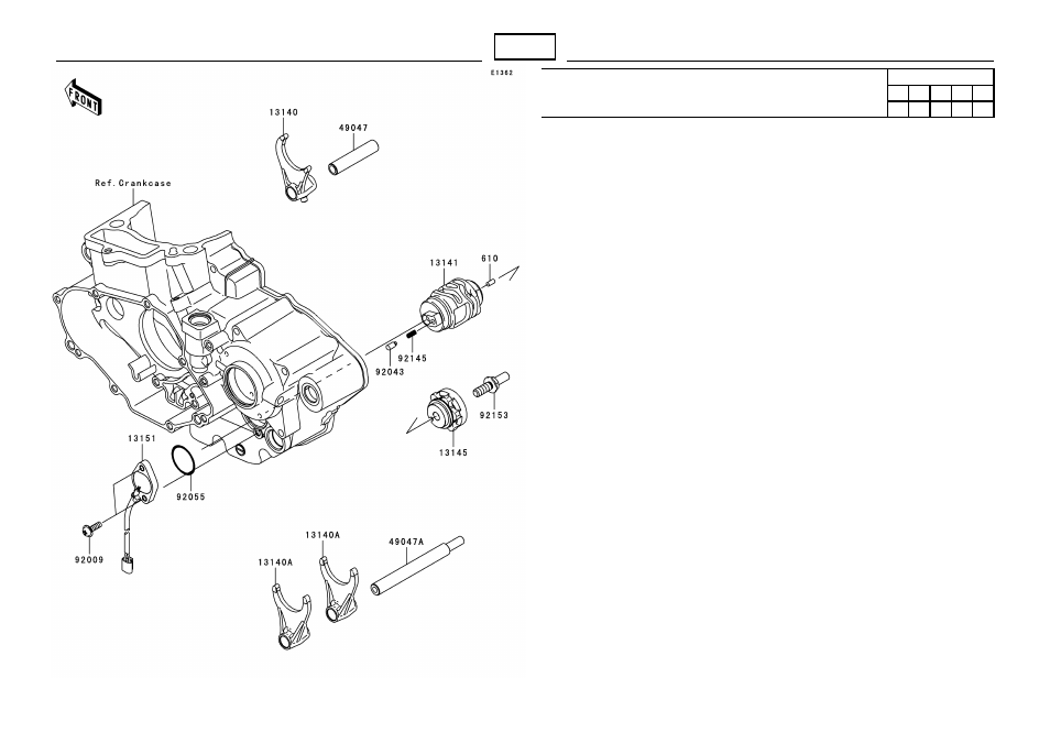 Gear change drum/shift fork(s) | Kawasaki MICRO-K KX450 D8F User Manual | Page 31 / 85