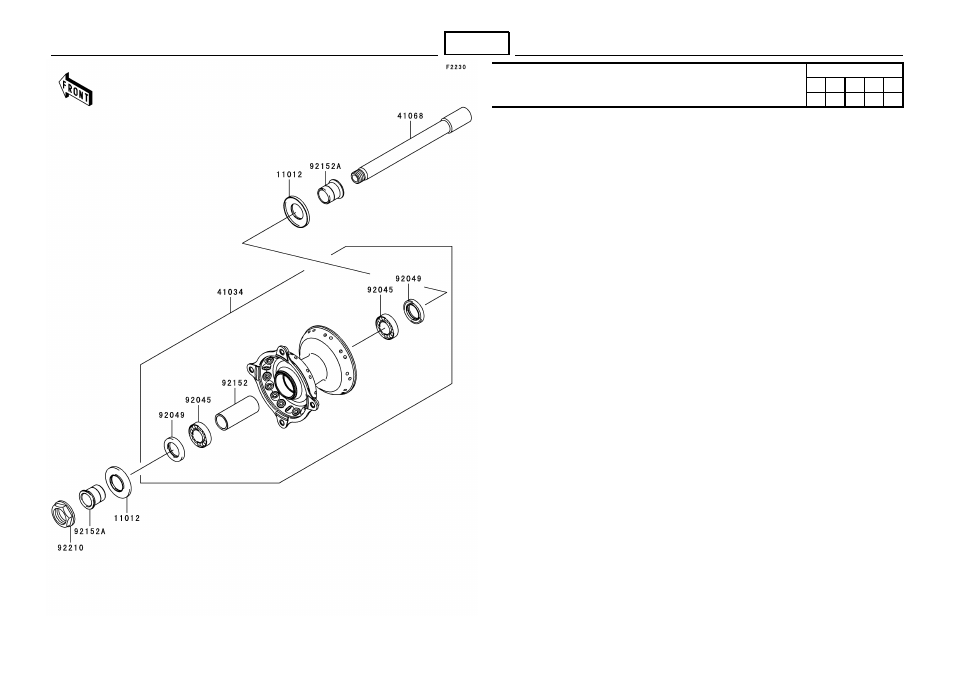 E-11, Front hub | Kawasaki MICRO-K KX450 D8F User Manual | Page 54 / 85