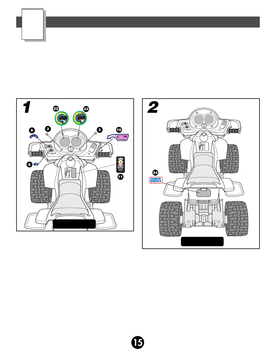 Label decoration, Rear view, Dash view | Kawasaki NINJA 74110 User Manual | Page 15 / 28