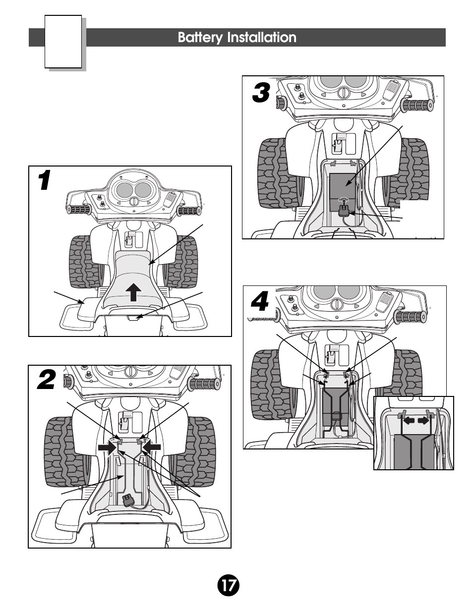 Battery installation | Kawasaki NINJA 74110 User Manual | Page 17 / 28