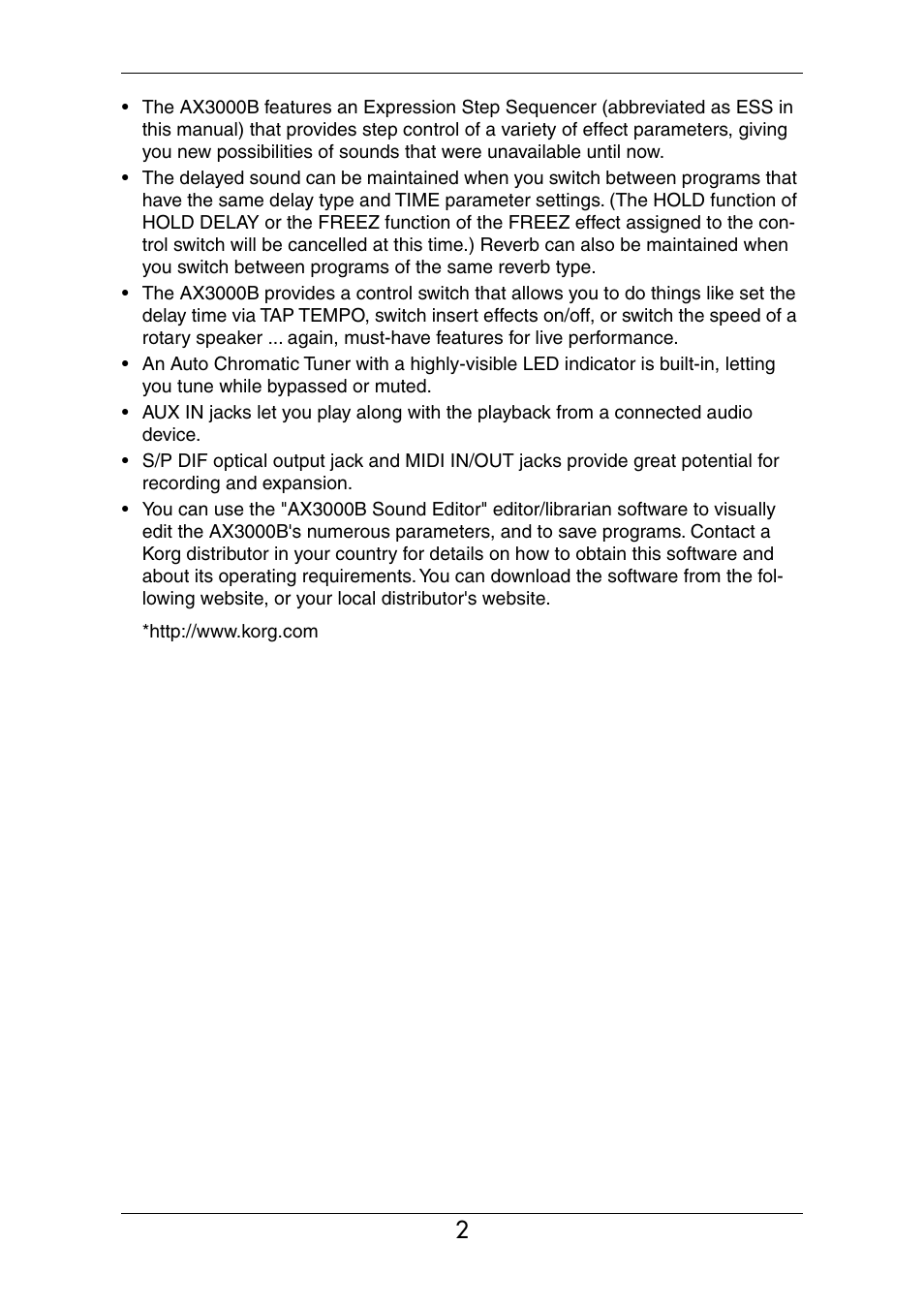KORG Ax3000b User Manual | Page 8 / 68