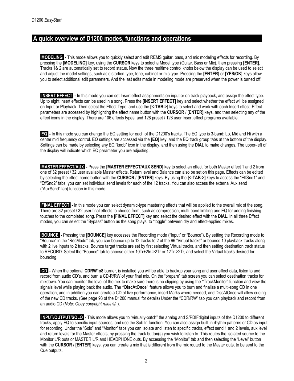 KORG D1200 User Manual | Page 2 / 8