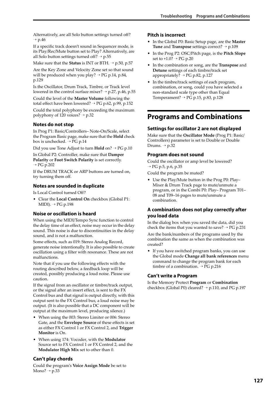 Programs and combinations | KORG Krome music workstasion 61key User Manual | Page 131 / 142