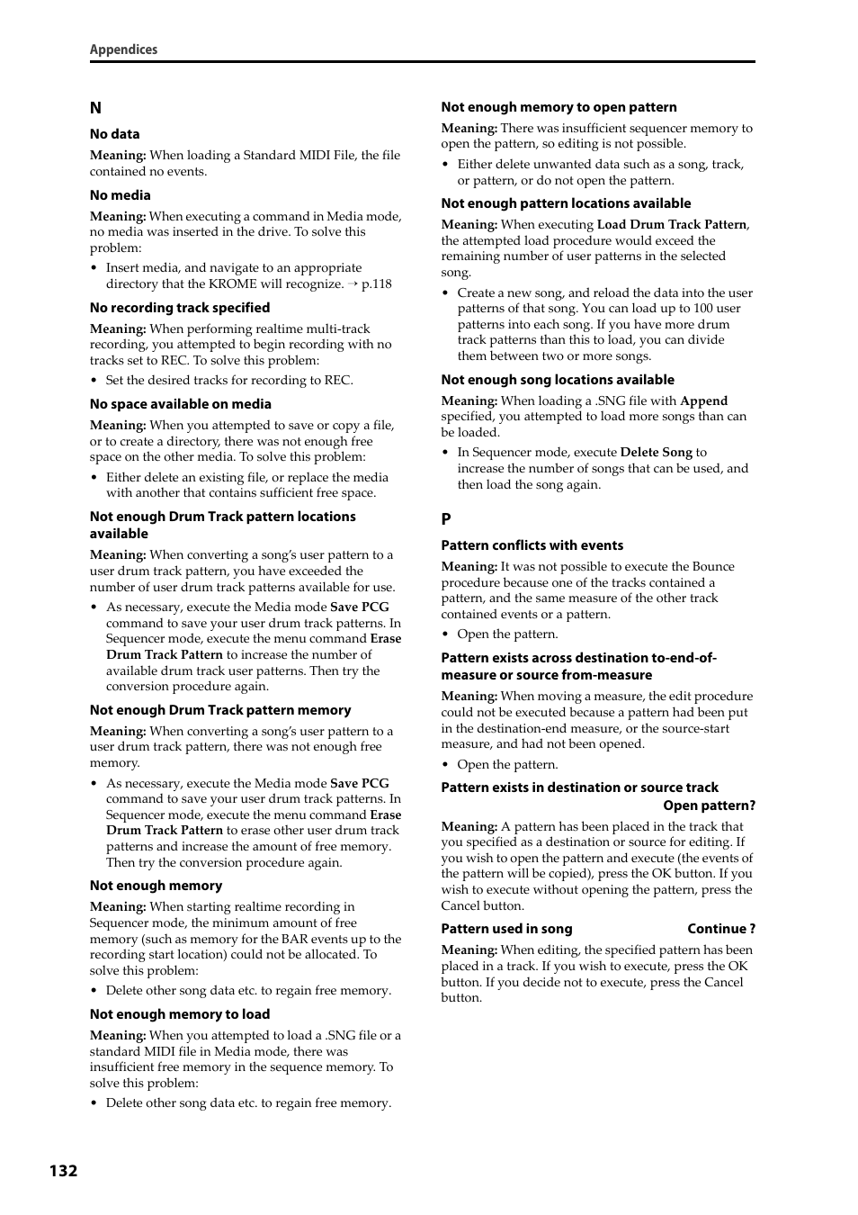 132 n | KORG Krome music workstasion 61key User Manual | Page 136 / 142