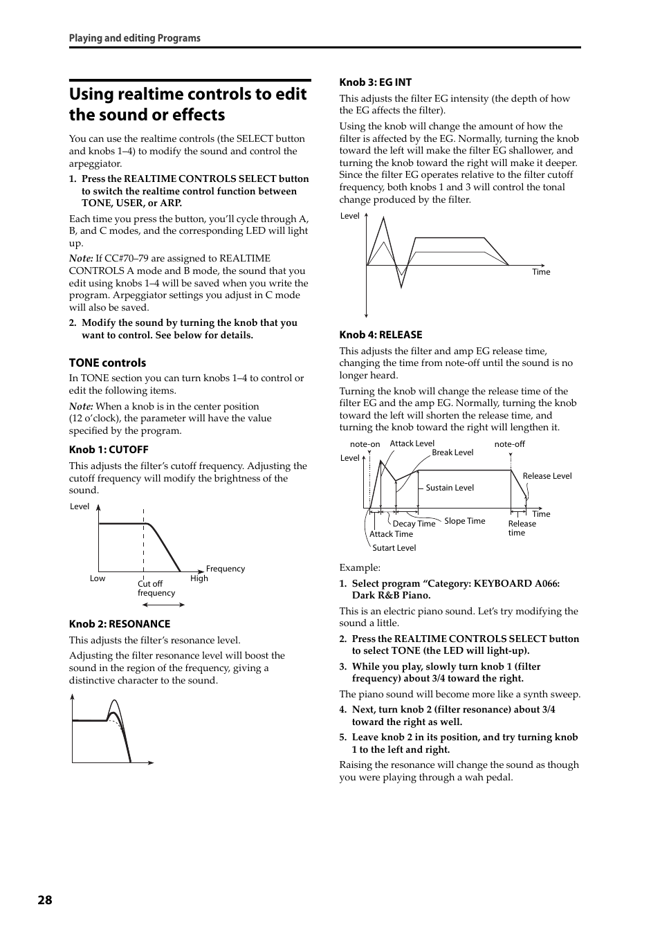 Using realtime controls to edit the sound or, Effects | KORG Krome music workstasion 61key User Manual | Page 32 / 142